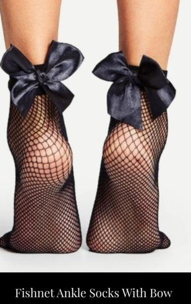 Fishnet Ankle Socks With Bow - JUST IN!