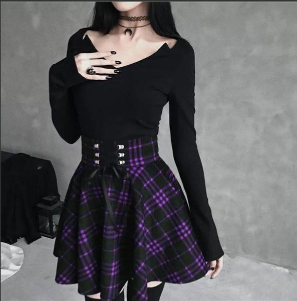 Pleated Skirt Gothic Tartan Skirt