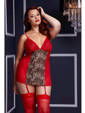 Leopard Print Basque CHEMISE With Garter Stays - JUST IN!