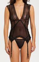 LADYLUXE - Hana BLACK Lace & Sheer Bodysuit BUSTIER 3 Piece Set - JUST ARRIVED!