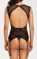 LADYLUXE - Hana BLACK Lace & Sheer Bodysuit BUSTIER 3 Piece Set - JUST ARRIVED!