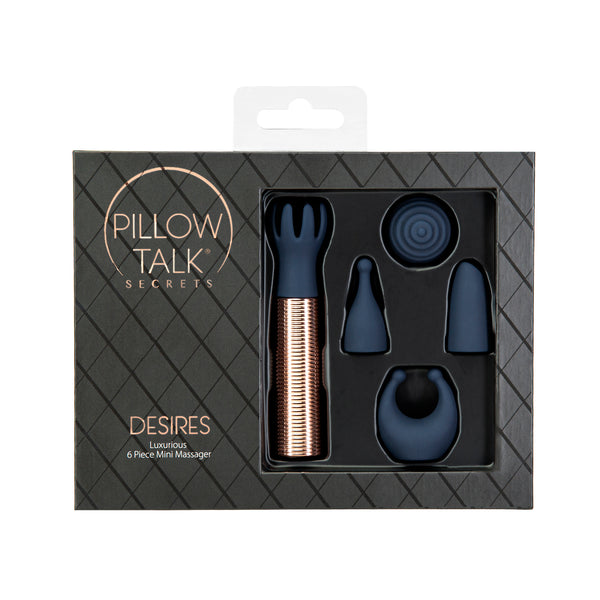 PILLOW TALK - SECRETS CHOICES 6 PIECE MINI MASSAGER SET NAVY - JUST IN !