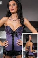 Lilac Bustier with Black Lace Overlay