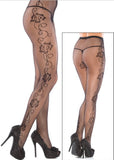 Rose Design Full Stockings