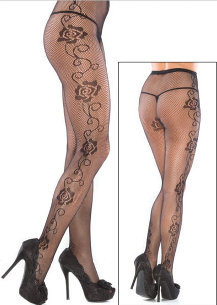 Rose Design Full Stockings