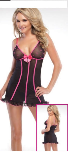 Black Chemise with Pink Decor